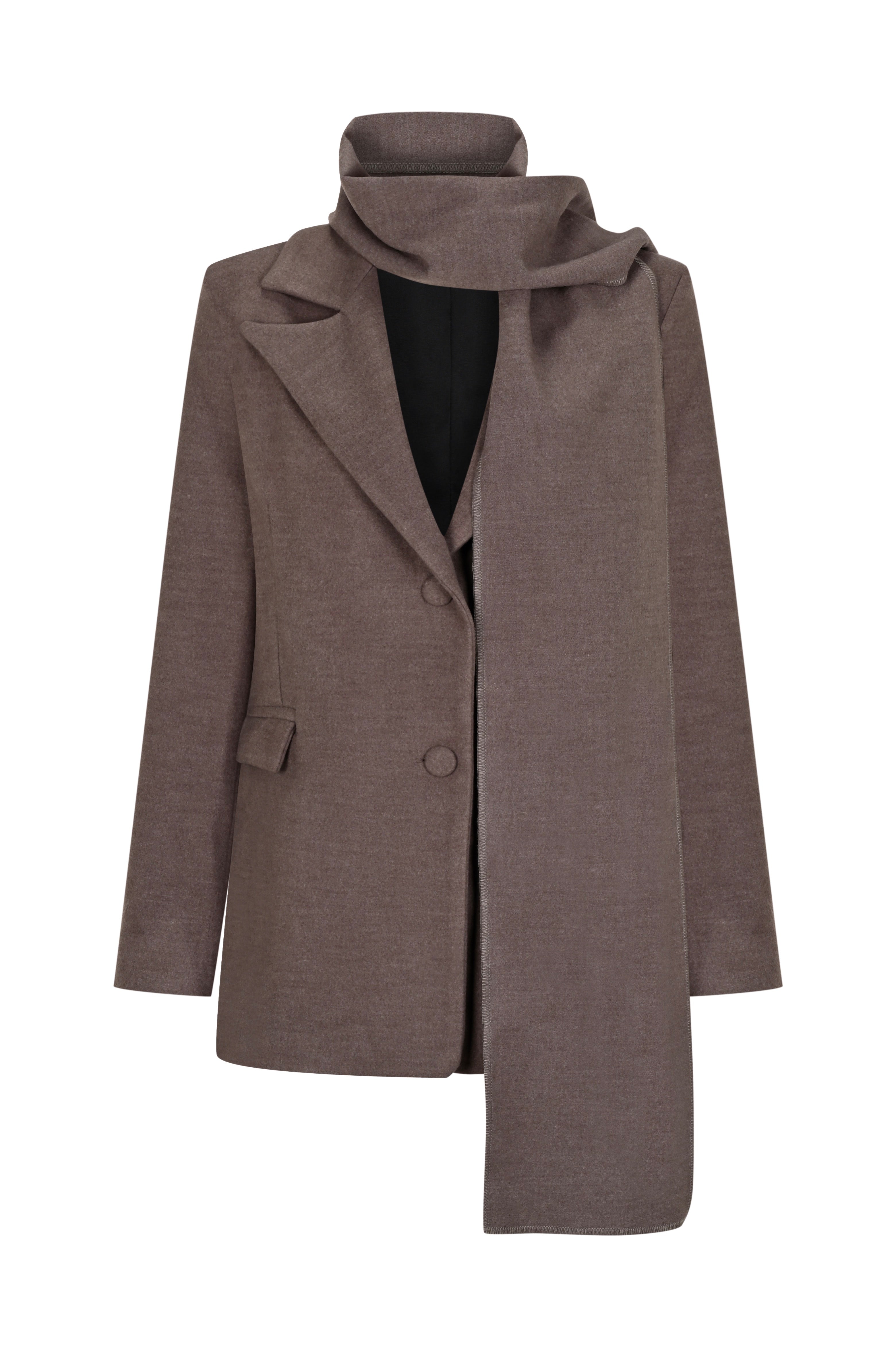 Blazer-Jacke aus Wollmischung mit Schaldetail in Taupe