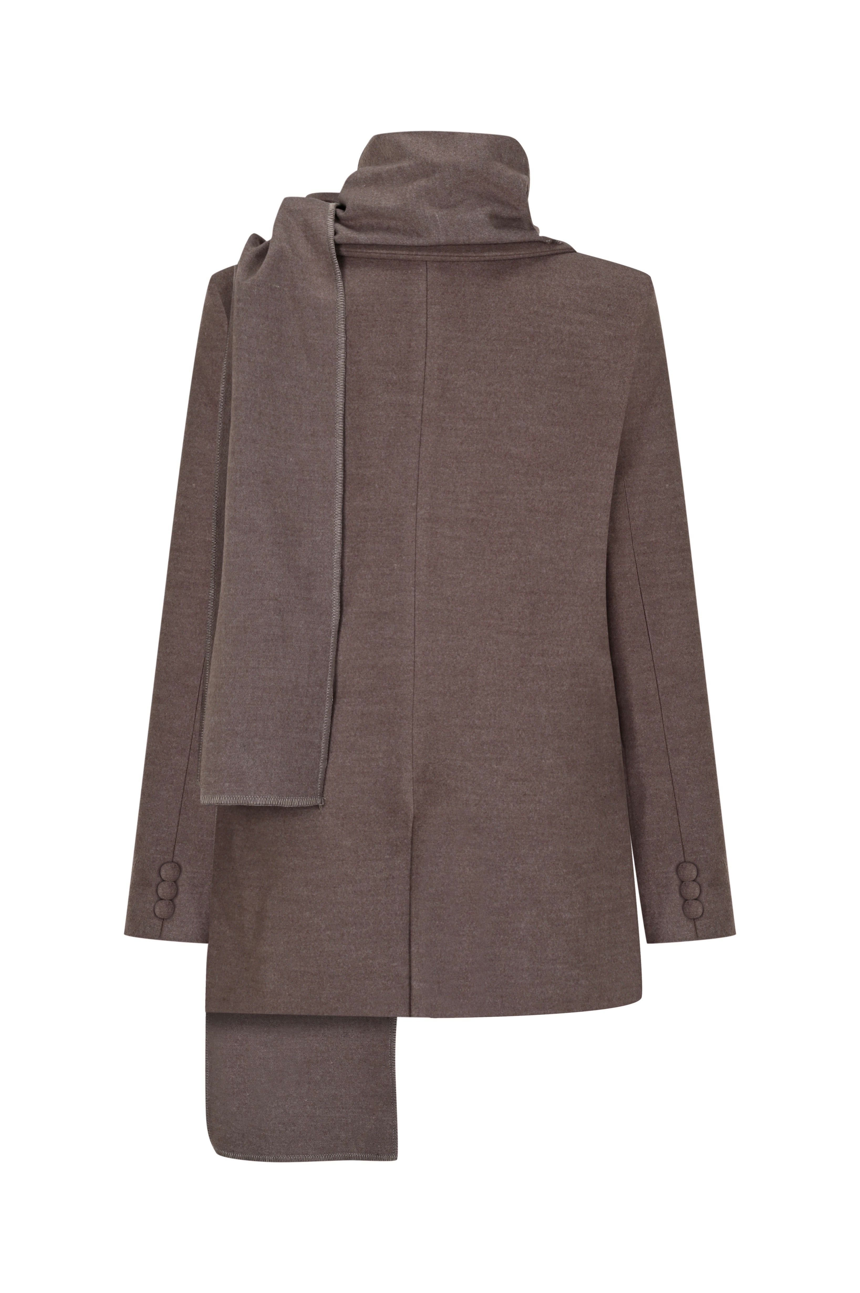 Blazer-Jacke aus Wollmischung mit Schaldetail in Taupe