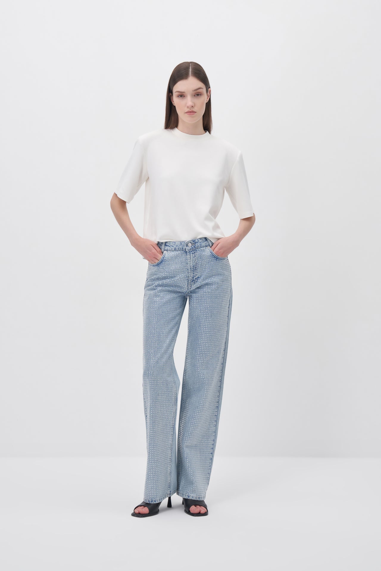 Hotfix Baskılı Düz Kesim Denim