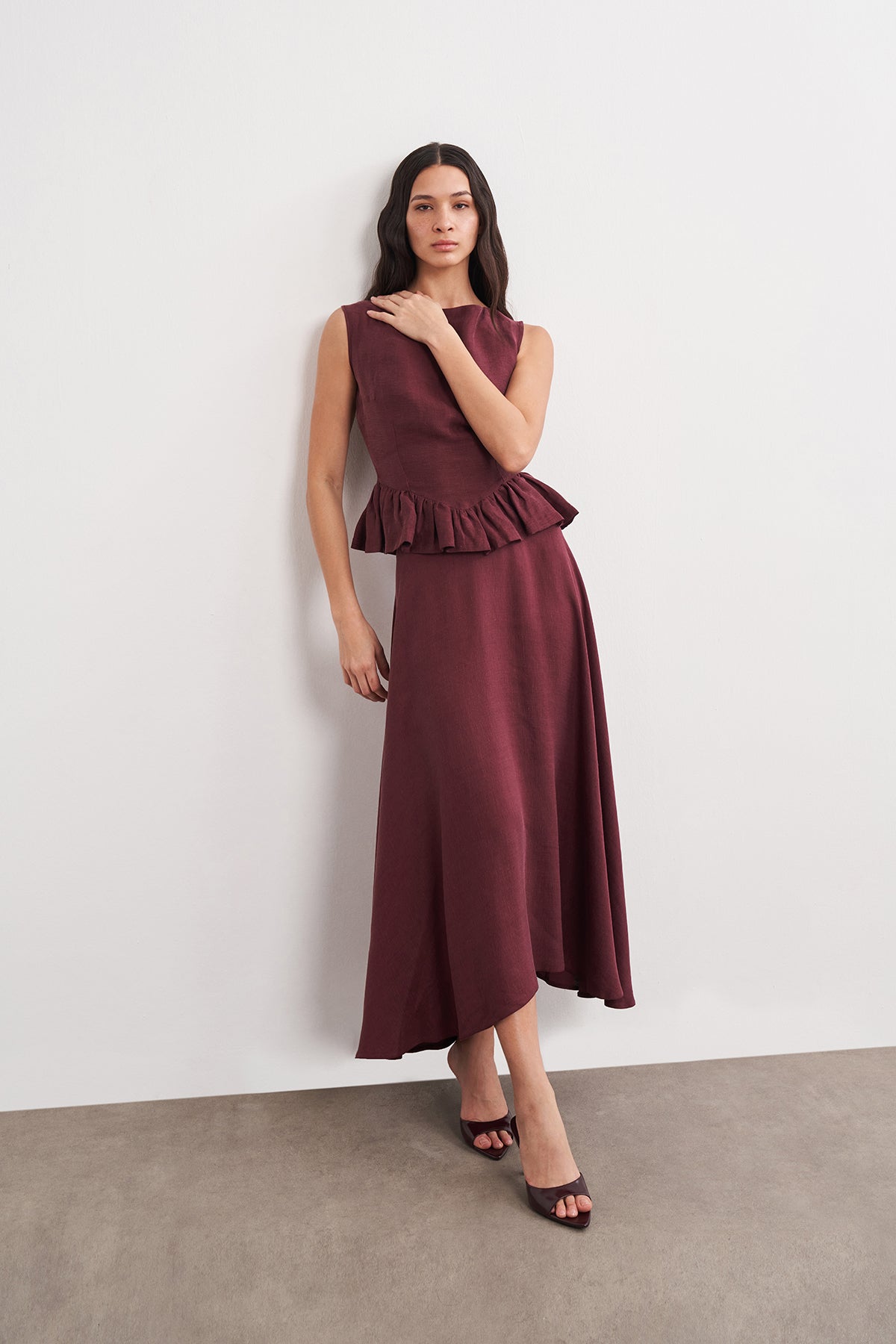 High Waist Leinen A-Linienrock