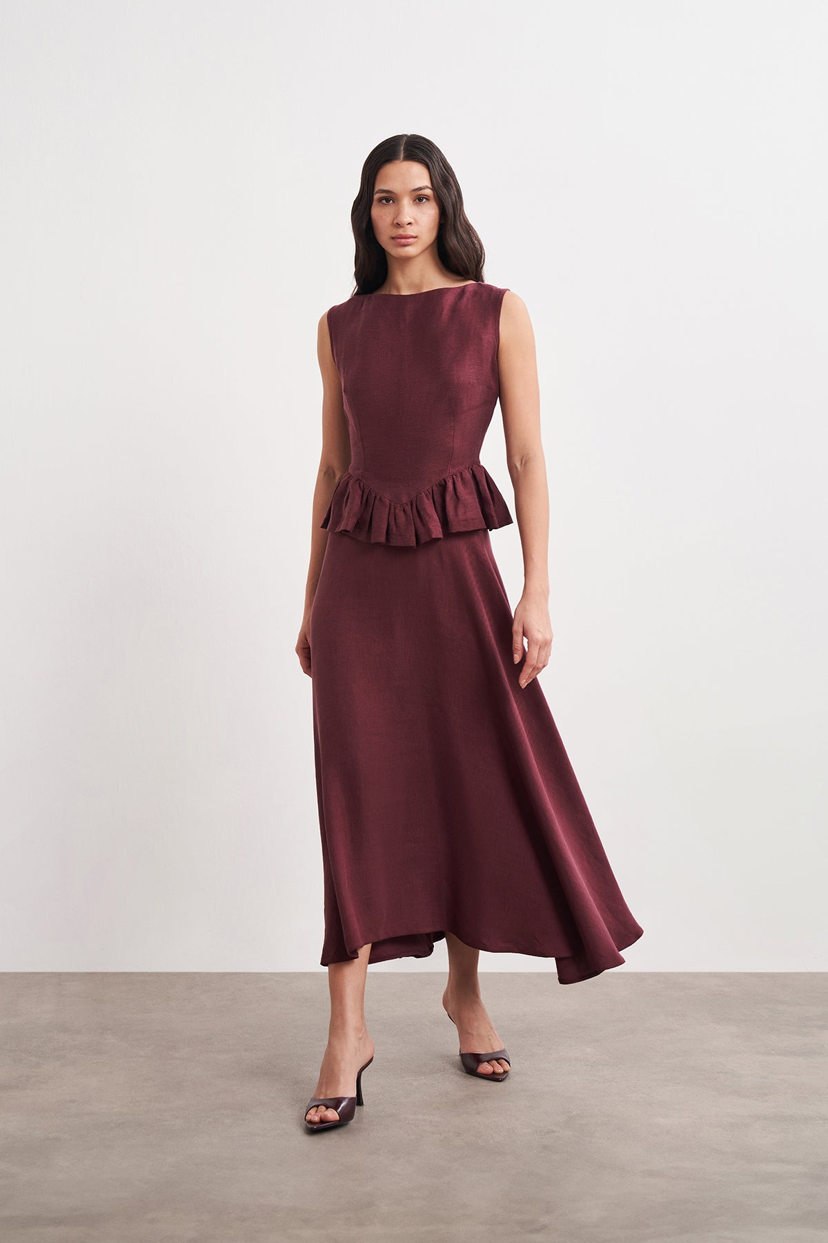 High Waist Leinen A-Linienrock
